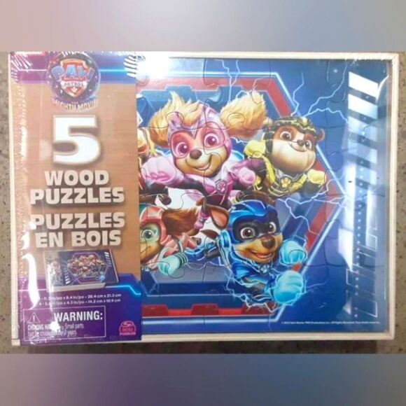 New Paw Patrol 5 Wood Puzzle Set - Picture 1 of 1